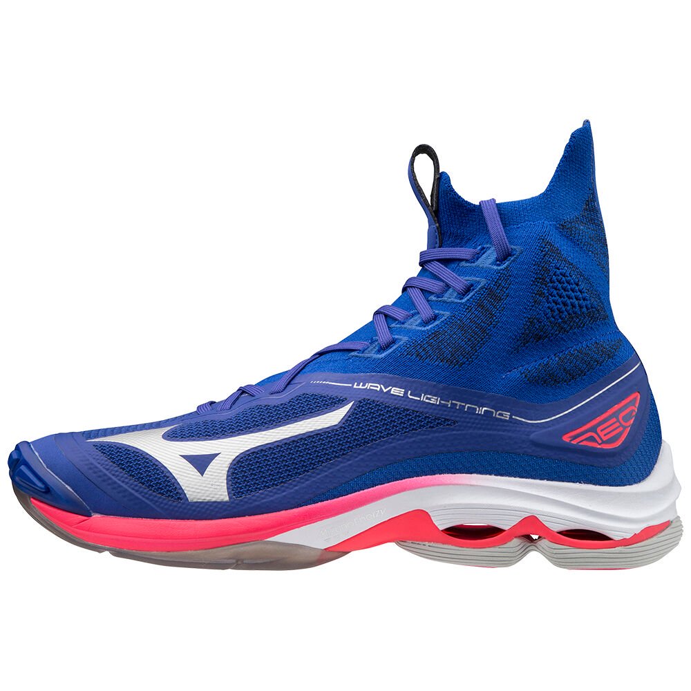 Mizuno Women's Volleyball Shoes Blue/Pink Silver Wave Lightning Neo Shoes - V1GA200220